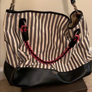 Henri Bendel Canvas stripe cabana tote